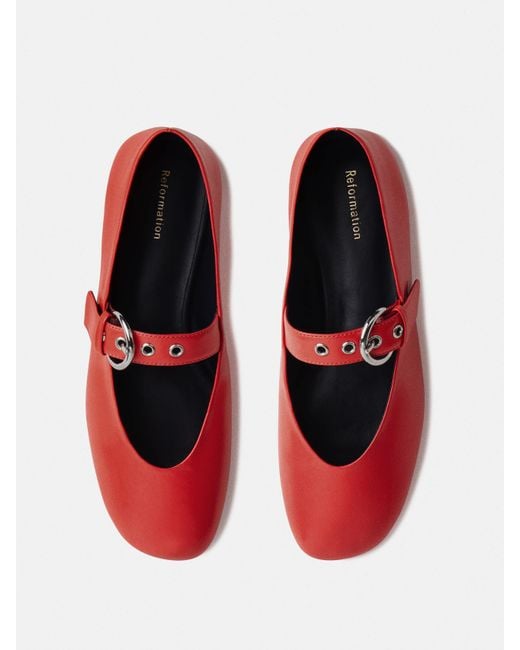 Reformation Red Bethany Ballet Flat 5