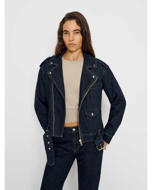Reformation Blue Senna Denim Moto Jacket