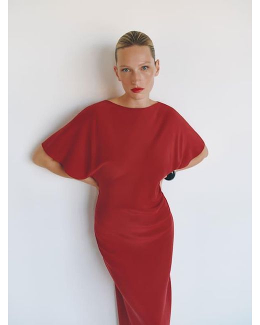 Reformation Red Caila Silk Dress