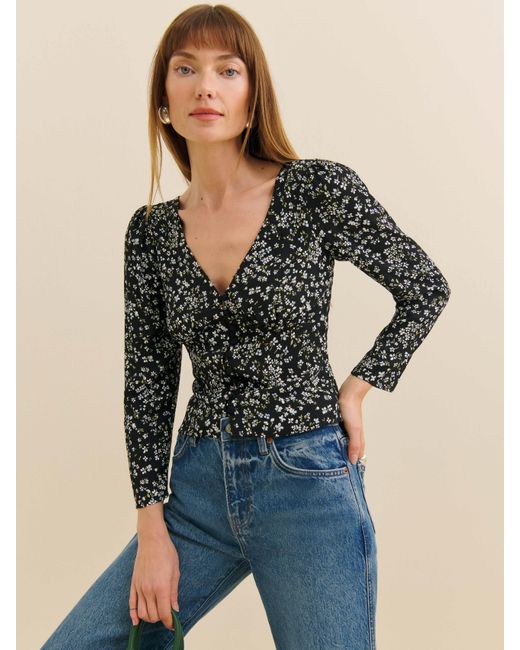 Reformation Blue Drina Top