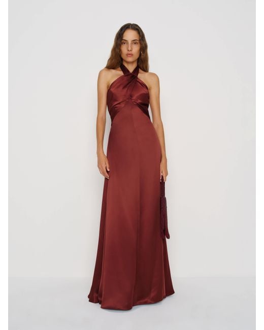 Reformation Red Veria Silk Dress 2
