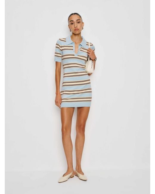 Reformation White Hadley Cotton Polo Sweater Dress