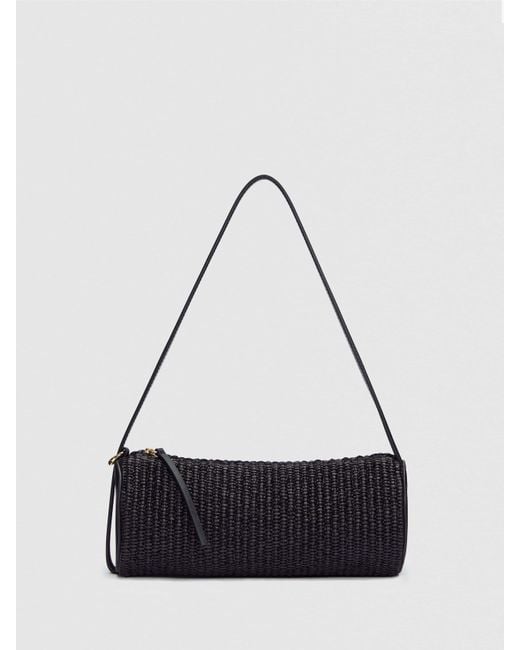 Reformation White Simona Cylinder Bag Raffia
