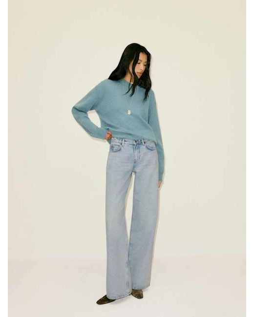 Reformation Blue Fabian Crew Sweater
