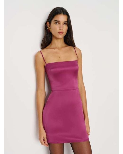Reformation Pink Frankie Silk Mini Dress 2