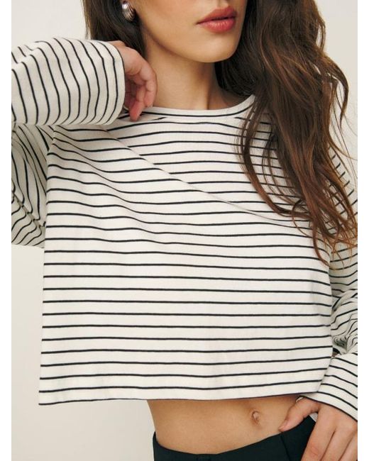 Reformation Natural Becca Relaxed Long Sleeve Cropped Tee