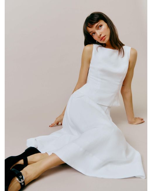 Reformation Women's White Moya Linen Two Piece