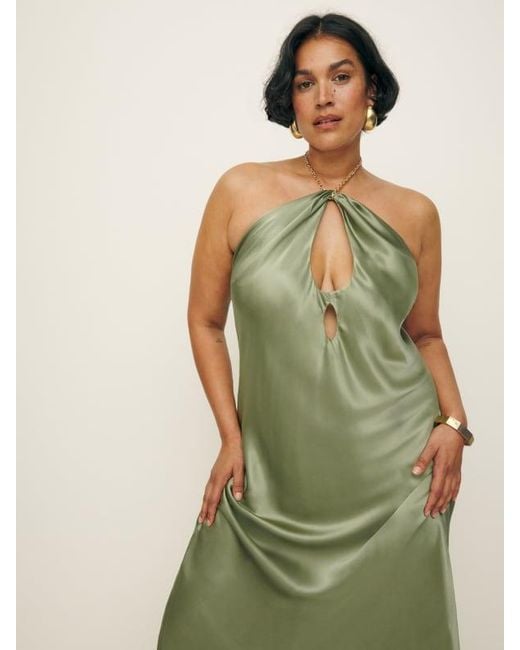 yesenia silk dress A bandeau sweetheart neckline adds a touch of allure Refomation Yesenia Silk Dress by