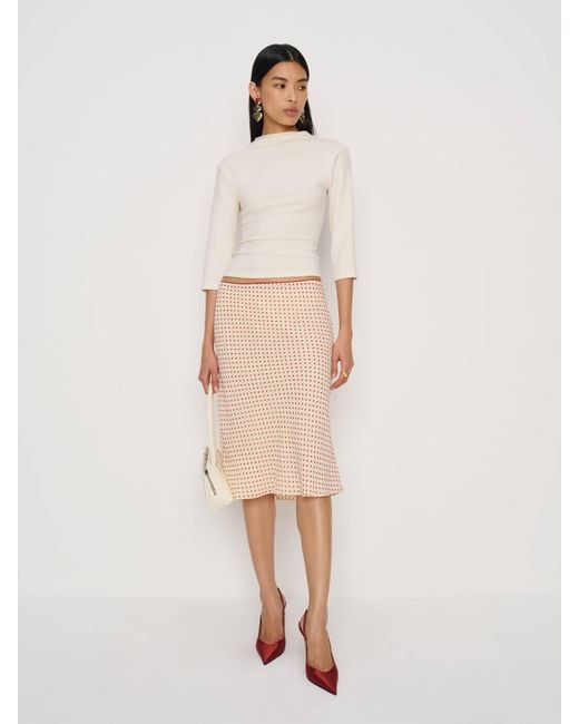 Reformation Natural Layla Knee Length Skirt 0