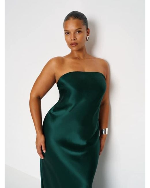 Reformation Green Oren Silk Dress Es