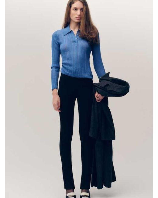 Reformation Blue Hermia Regenerative Merino Polo