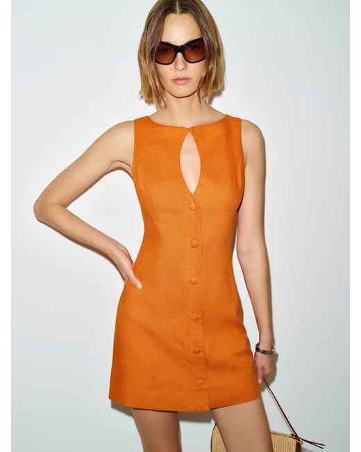 Reformation Pola Linen Dress 6 in Orange | Lyst