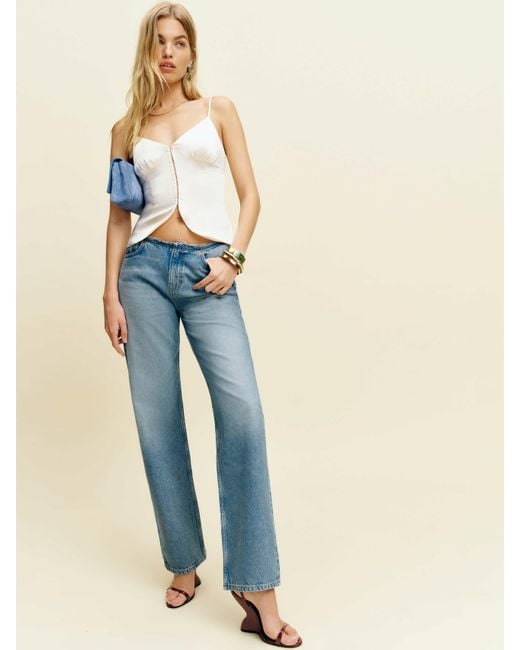 Reformation Blue Charlee Low Rise Straight Leg Jeans Denim