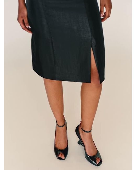 Reformation Black Cheri Wedge Patent 6