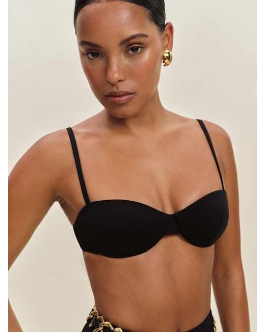 Reformation Black Makena Bikini Top