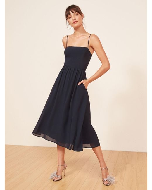 Reformation Rosehip Dress in Navy (Blue) - Save 40% - Lyst