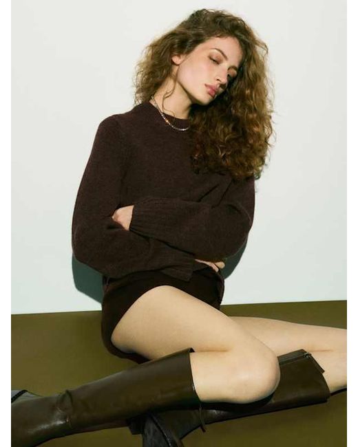 Reformation Brown Cove Cashmere Oversized Crew Sweater