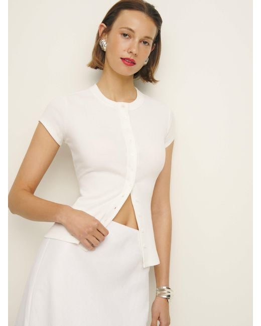 Reformation Raelynn Knit Top in Natural | Lyst