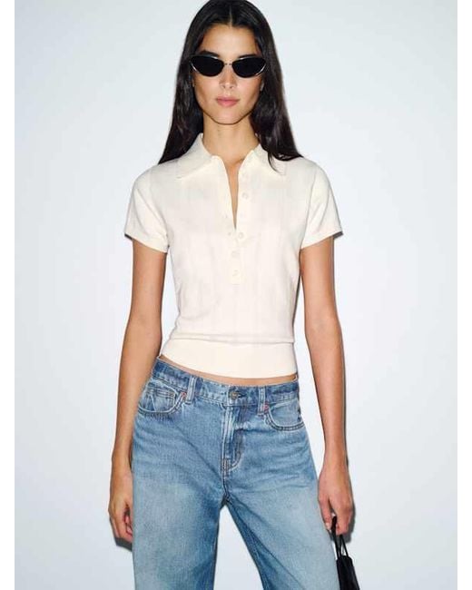Reformation Blue Bentley Cotton Polo Sweater