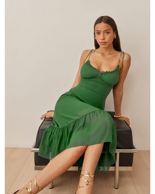 Reformation Green Embry Dress