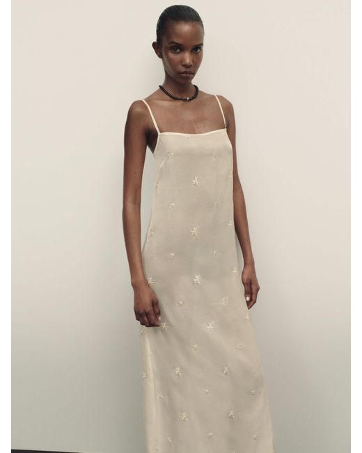 Reformation Natural Fabiana Dress Embellished