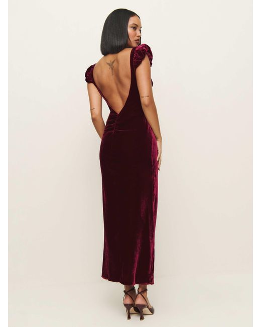 Reformation Red Rhia Velvet Dress 2