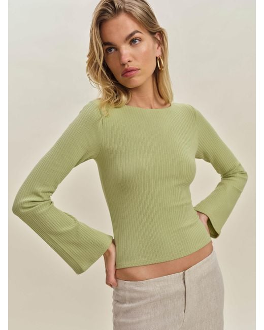 Reformation Green Miller Knit Top