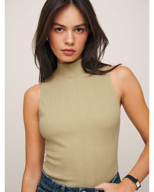 Reformation Green Lunette Knit Top