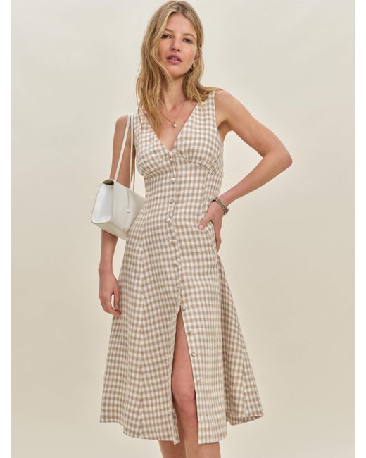 reformation sebastien linen dress Midi - Blue Reformation Sebastien Linen Dress Brand