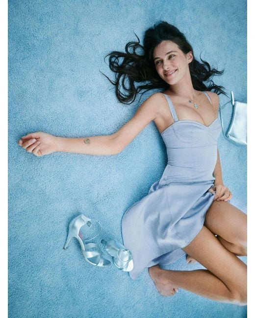 Reformation Women's Blue Britney Satin Dress Mist 0