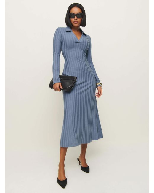 Reformation Blue Blaire Knit Dress