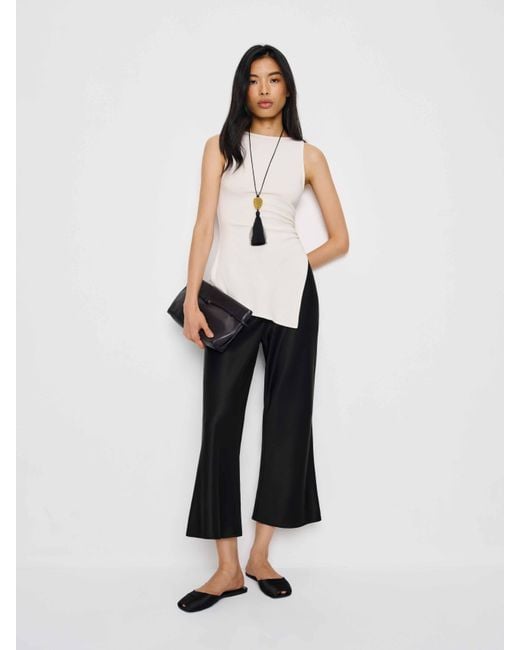 Reformation White Gale Satin Mid Rise Capri Pant