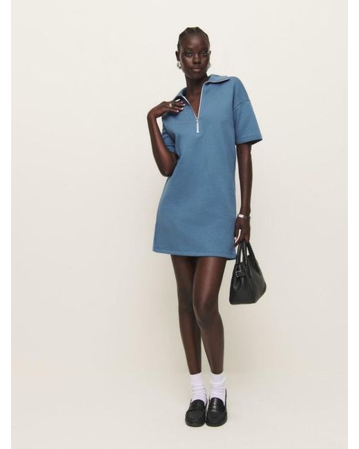 Reformation Blue Hampton Sweat Dress