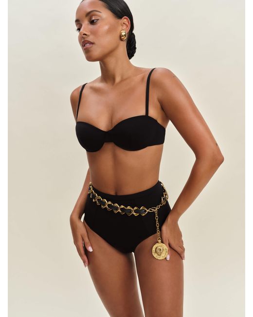 Reformation Black Makena Bikini Top