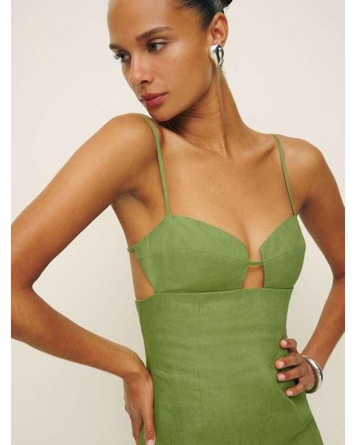 Reformation Malibu Linen Dress 10 in Green | Lyst