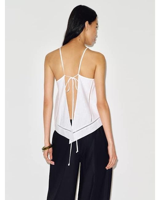 Reformation White Dario Linen Top
