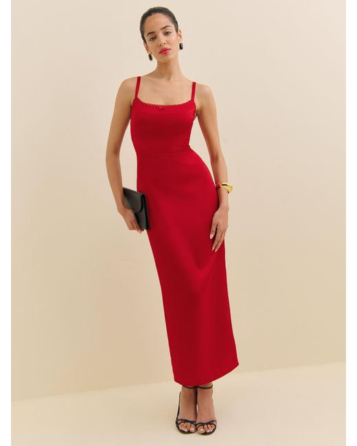 Reformation Red Lucy Satin Dress 6