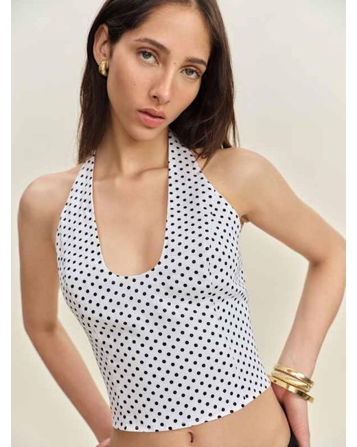 Reformation White Sasha Linen Top