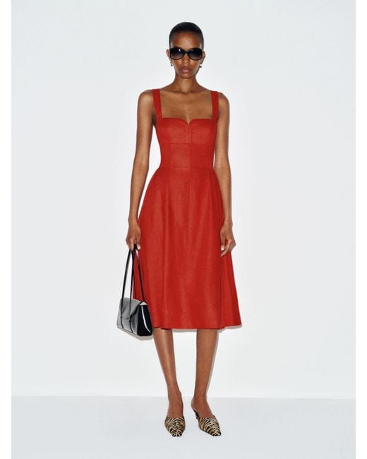 Reformation Red Roma Linen Dress 0
