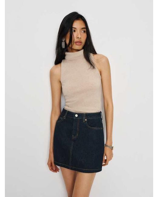 Reformation Blue Rue High Rise Denim Mini Skirt