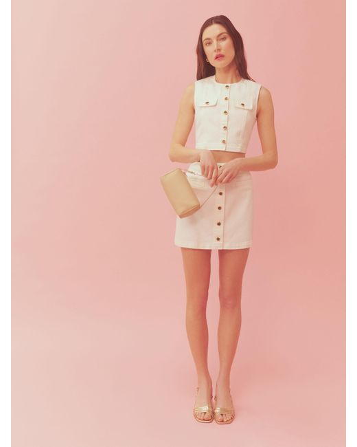 Reformation Cher Denim Two Piece Set in Pink Lyst