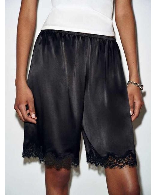 Reformation White Clara Silk Bermuda Short