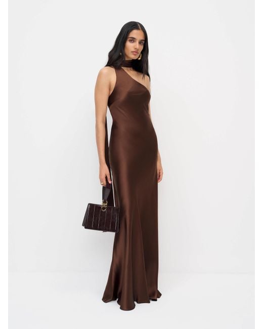 Reformation Jazzlyn Silk Dress 0 in Brown | Lyst