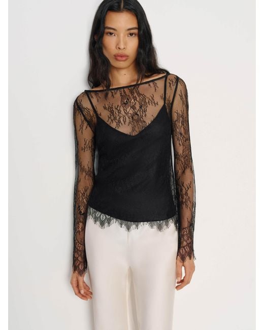 Reformation Black Marlow Top Lace