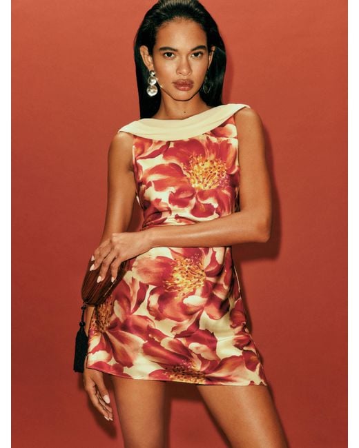 Reformation Orange Jonelle Silk Dress
