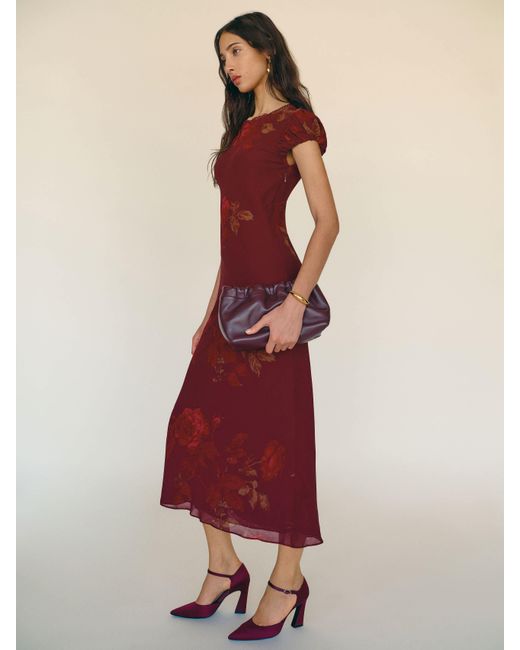 Reformation Red Leana Dress Lace 0