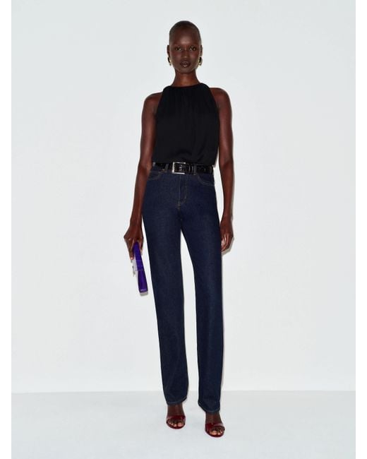 Reformation Blue Krista Bodysuit