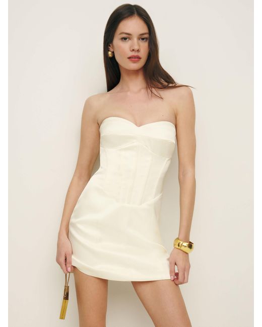 Reformation Natural Pacie Satin Dress