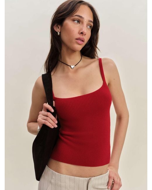 Reformation Red Tessa Regenerative Merino Sweater Tank