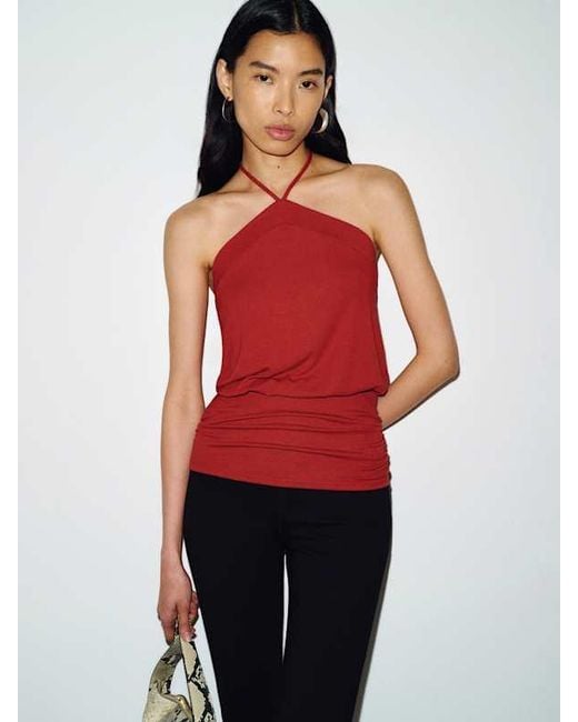 Reformation Red Madison Knit Top